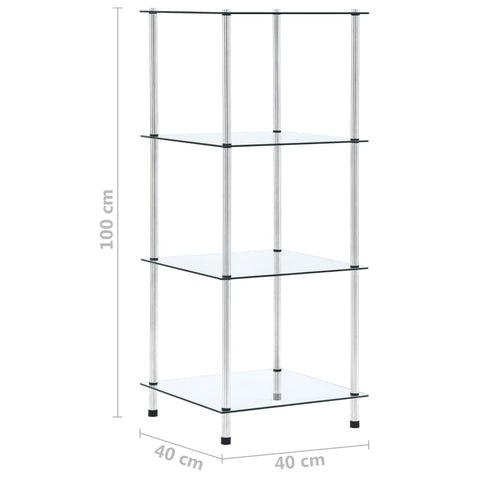 vidaXL 4-Tier Shelf Transparent 40x40x100 cm Tempered Glass