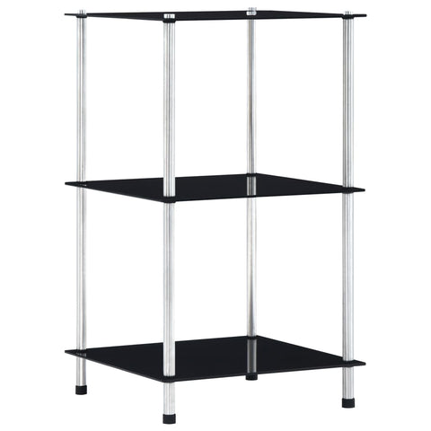 vidaXL 3-Tier Shelf Black 40x40x67 cm Tempered Glass