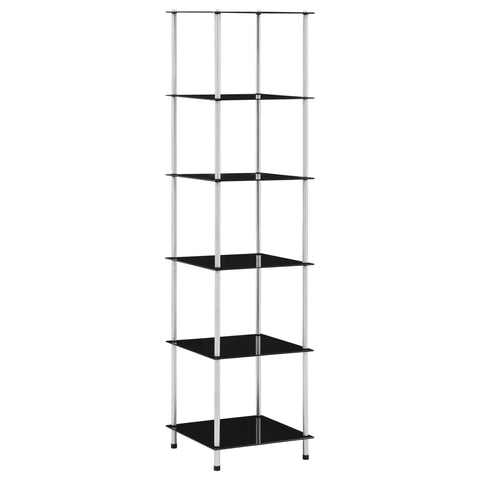 vidaXL 6-Tier Shelf Black 40x40x160 cm Tempered Glass