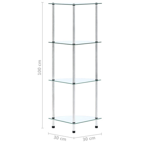 vidaXL 4-Tier Shelf Transparent 30x30x100 cm Tempered Glass