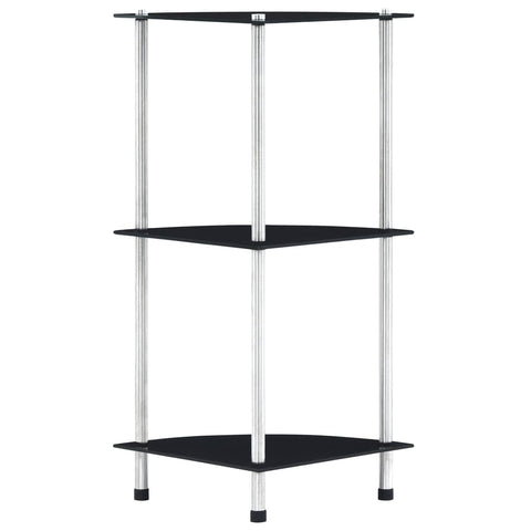 vidaXL 3-Tier Shelf Black 30x30x67 cm Tempered Glass