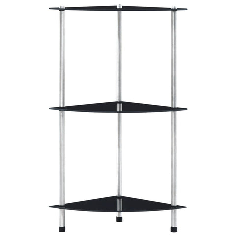 vidaXL 3-Tier Shelf Black 30x30x67 cm Tempered Glass