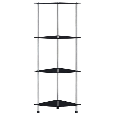 vidaXL 4-Tier Shelf Black 30x30x100 cm Tempered Glass