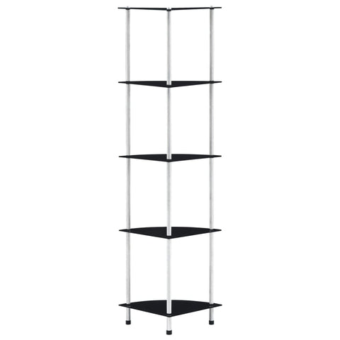 vidaXL 5-Tier Shelf Black 30x30x130 cm Tempered Glass