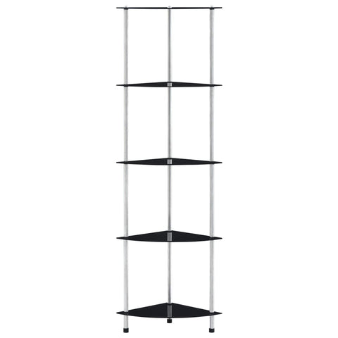 vidaXL 5-Tier Shelf Black 30x30x130 cm Tempered Glass