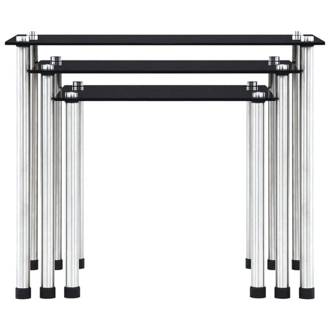 vidaXL Nesting Tables 3 pcs Black Tempered Glass