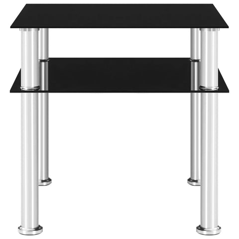 vidaXL Side Table Black 45x50x45 cm Tempered Glass