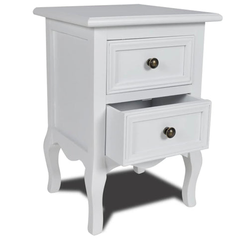 vidaXL Nightstand with 2 Drawers MDF White