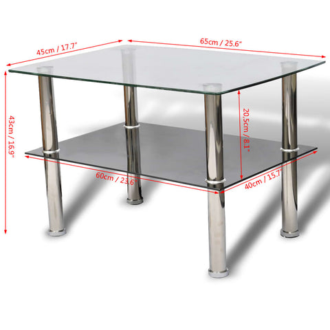 vidaXL Coffee Table Glass 2 Tiers