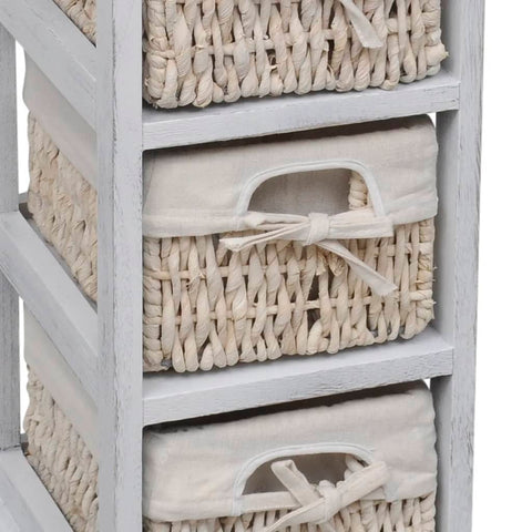 vidaXL Wooden Storage Rack 3 Weaving Baskets White