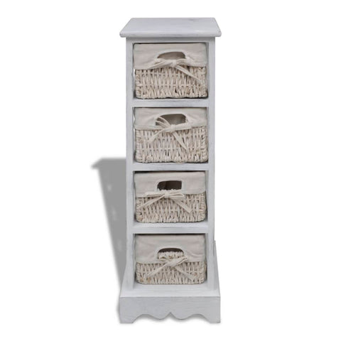 vidaXL Wooden Storage Rack 4 Weaving Baskets White