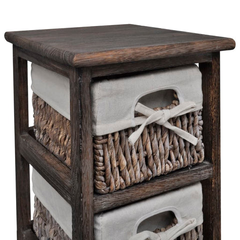 vidaXL Wooden Storage Rack 3 Weaving Baskets Brown