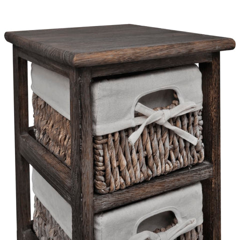 vidaXL Wooden Storage Rack 5 Weaving Baskets Brown