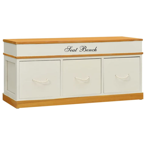 vidaXL Storage Bench Solid Paulownia Wood 100 cm