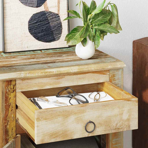 vidaXL End Table with 1 Drawer 1 Door Reclaimed Wood