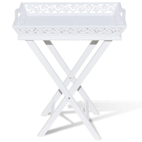 vidaXL Side Table with Tray White