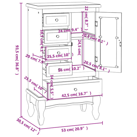 vidaXL Cabinet with 5 Drawers 2 Shelves White