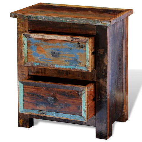 vidaXL Nightstand with 2 Drawers Solid Reclaimed Wood