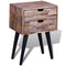 vidaXL Nightstand with 2 Drawers Reclaimed Teak Wood