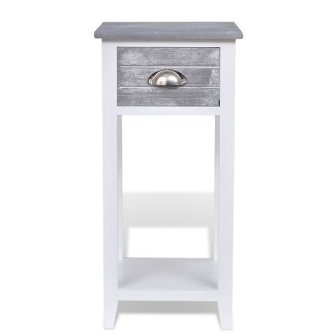 vidaXL Nightstand with 1 Drawer Grey and White