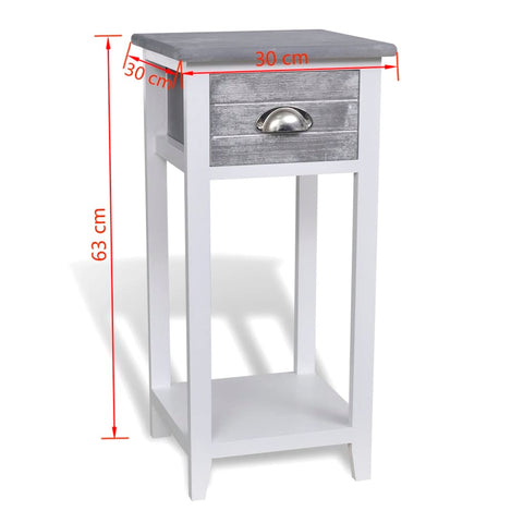 vidaXL Nightstand with 1 Drawer Grey and White