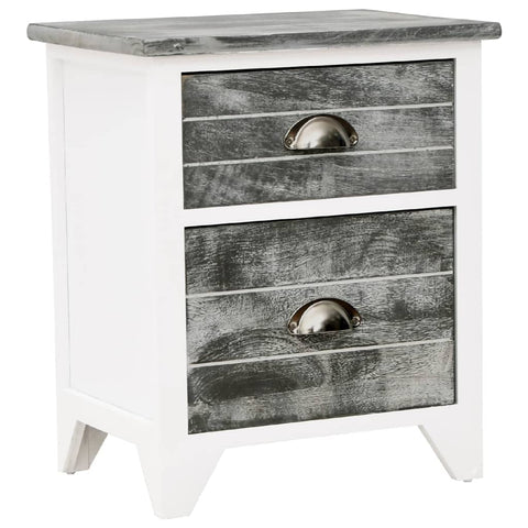 vidaXL Nightstand 2 pcs with 2 Drawers Grey and White