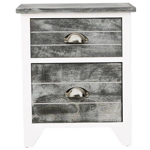 vidaXL Nightstand 2 pcs with 2 Drawers Grey and White
