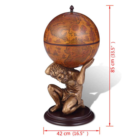 vidaXL Globe Bar Wine Stand Atlas Design 42x42x85 cm
