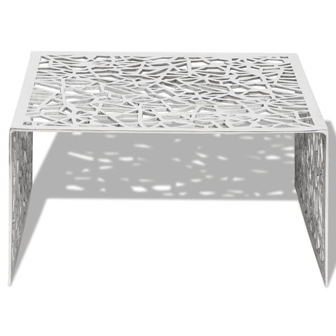 vidaXL Coffee Table Silver Geometric Openwork Design Aluminium