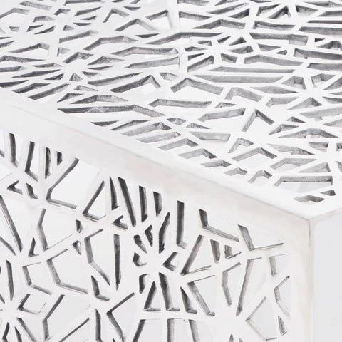 vidaXL Coffee Table Silver Geometric Openwork Design Aluminium