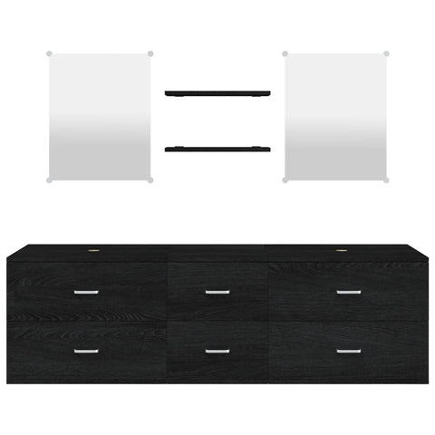 vidaXL 5 Piece Bathroom Furniture Set Black Engineered Wood