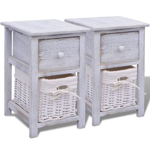 vidaXL Bedside Cabinets 2 pcs Wood White