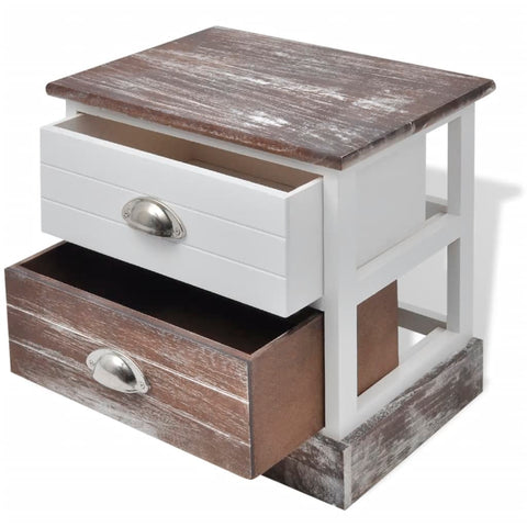 vidaXL Bedside Cabinets 2 pcs Brown and White