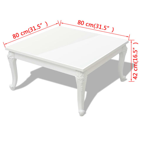 vidaXL Coffee Table 80x80x42 cm High Gloss White