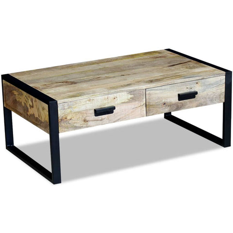vidaXL Coffee Table with 2 Drawers Solid Mango Wood 100x60x40 cm