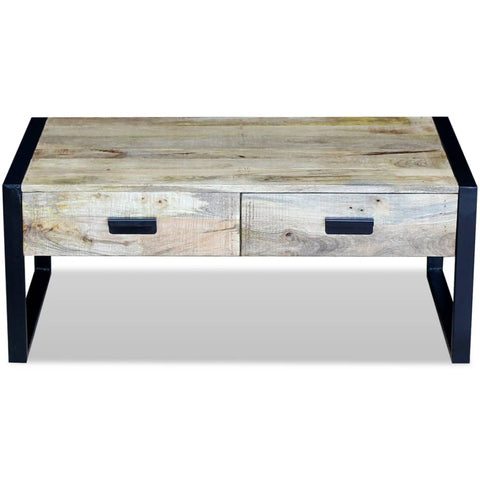 vidaXL Coffee Table with 2 Drawers Solid Mango Wood 100x60x40 cm