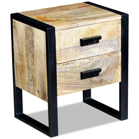 vidaXL Side Table with 2 Drawers Solid Mango Wood 43x33x51 cm