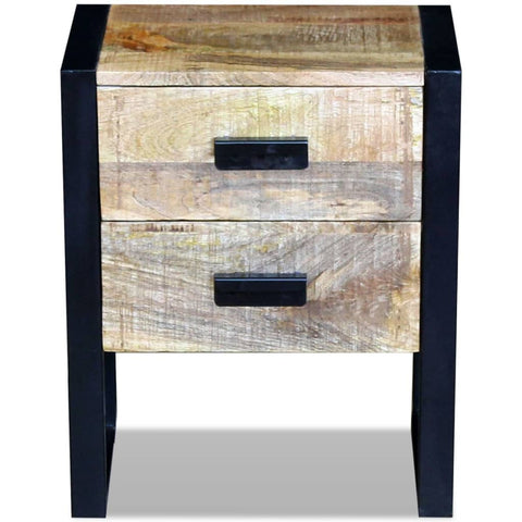 vidaXL Side Table with 2 Drawers Solid Mango Wood 43x33x51 cm