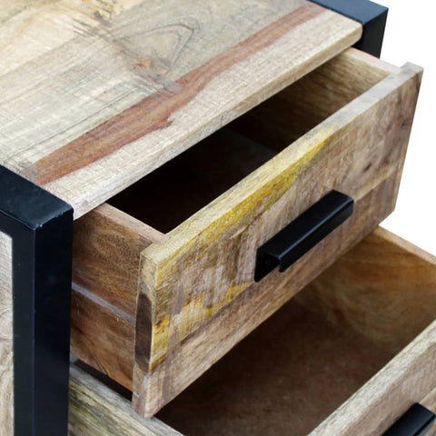 vidaXL Side Table with 2 Drawers Solid Mango Wood 43x33x51 cm