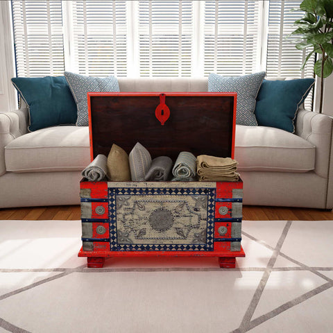 vidaXL Storage Chest Red Mango Wood 80x40x45 cm