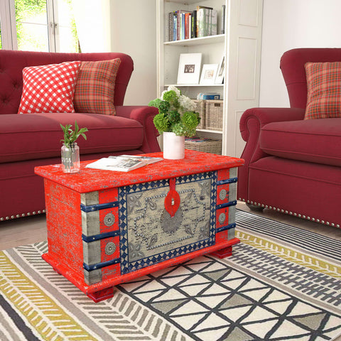 vidaXL Storage Chest Red Mango Wood 80x40x45 cm
