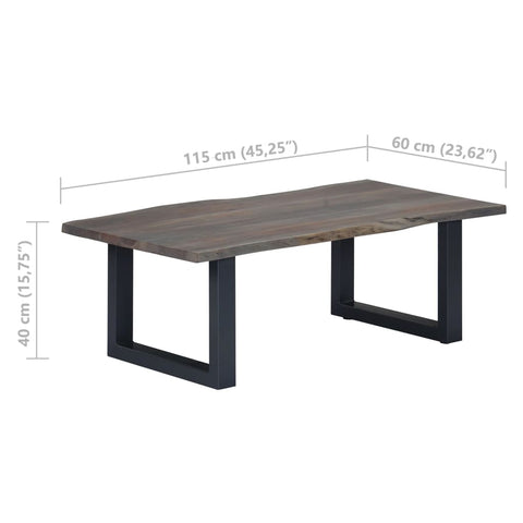 vidaXL Coffee Table with Live Edges Grey 115x60x40cm Solid Acacia Wood