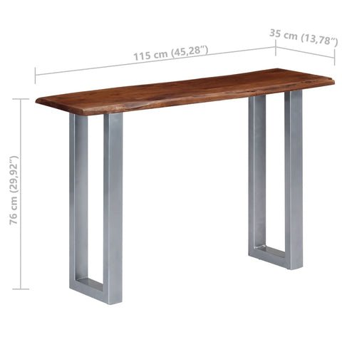 vidaXL Console Table 115x35x76 cm Solid Aacia Wood and Iron