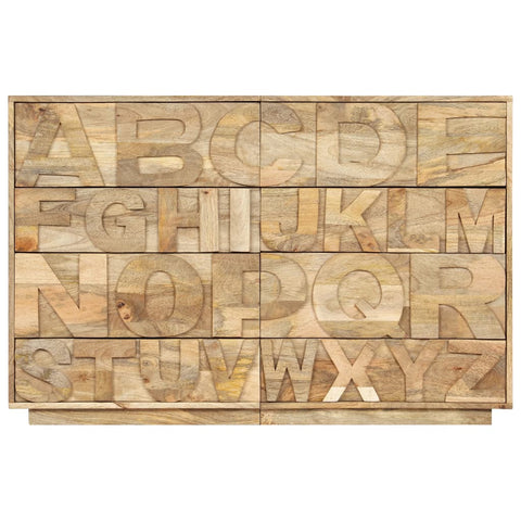 vidaXL Alphabet Cabinet with 6 Drawers 120x35x79 cm Solid Mango Wood