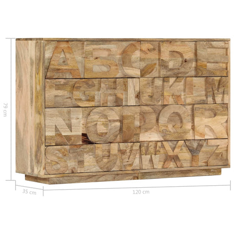 vidaXL Alphabet Cabinet with 6 Drawers 120x35x79 cm Solid Mango Wood