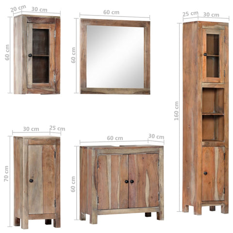 vidaXL 5 Piece Bathroom Set Solid Acacia Wood