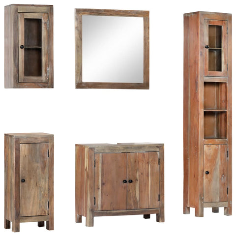 vidaXL 5 Piece Bathroom Set Solid Acacia Wood