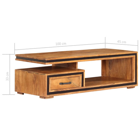 vidaXL Coffee Table 100x45x33 cm Solid Acacia Wood