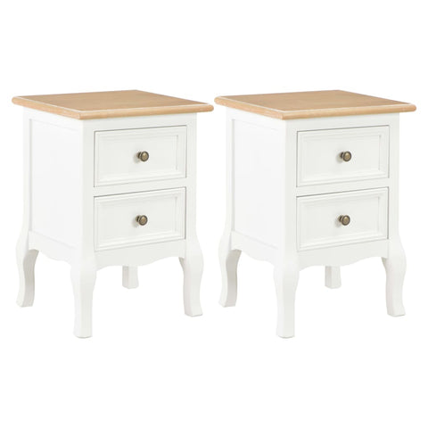 vidaXL Bedside Cabinet 2 pcs White 35x30x49 cm MDF
