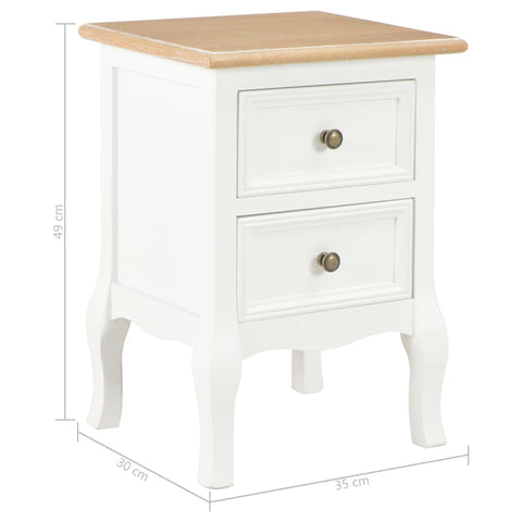 vidaXL Bedside Cabinet 2 pcs White 35x30x49 cm MDF